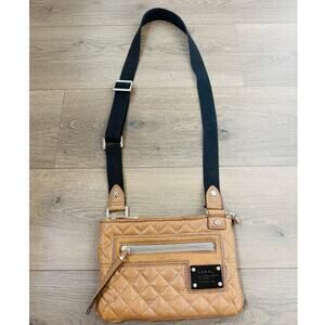 L.A.M.B. Gwen Stefani Quilted Brown Leather Crossbody Bag‎